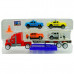 Transport Car Carrier Truck with Four Police Cars and Launch Ramp Transport Car Carrier Truck with Four Police Cars and Launch Ramp