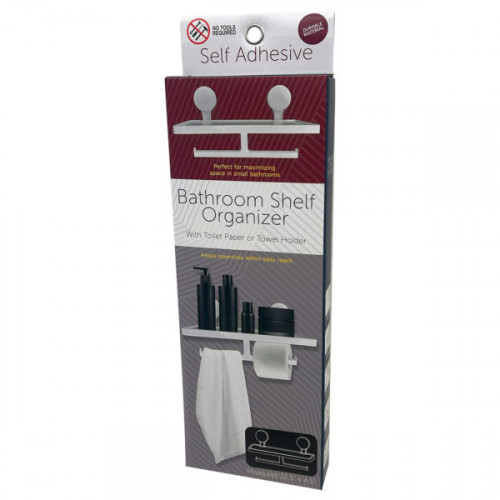 Self Adhesive Bathroom Organizer with Two Slide Bars Self Adhesive Bathroom Organizer with Two Slide Bars