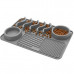 Silicone Slow Feeding Pet Mat with Built-in Bowls and Textured Lick Pads