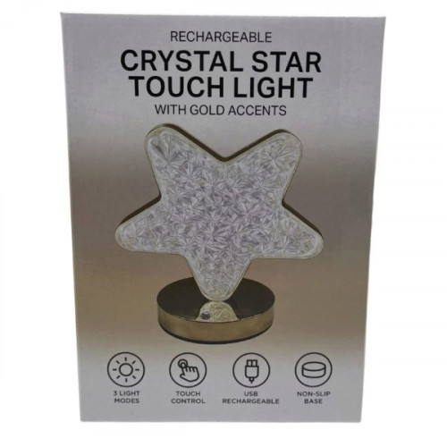 Rechargeable 3000K-7000K LED Acrylic Crystal Star Touch Light with Gold Accents Rechargeable 3000K-7000K LED Acrylic Crystal Star Touch Light with Gold Accents