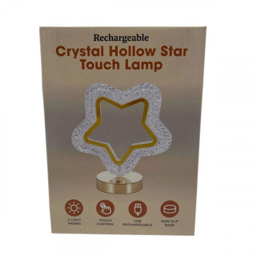 Rechargeable 3000K-7000K LED Acrylic Crystal Hollow Star Touch Light with Gold Accents Rechargeable 3000K-7000K LED Acrylic Crystal Hollow Star Touch Light with Gold Accents