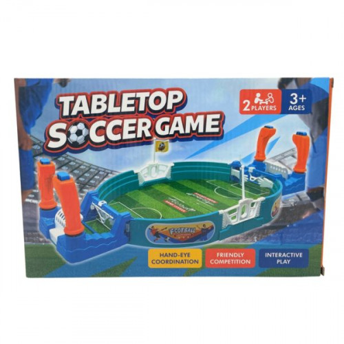 Foosball Style Tabletop Soccer Game with Manual Goalie Control Foosball Style Tabletop Soccer Game with Manual Goalie Control