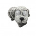 Solar Powered Cement Enchanting Dog and Bird with LED Eyes Outdoor Yard Decor