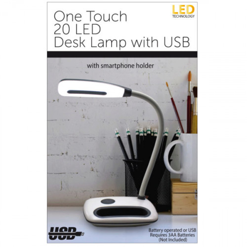 One Touch 20 LED Desk Lamp with USB One Touch 20 LED Desk Lamp with USB