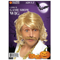 Game Show Host Wig and Stick On Mustache Set