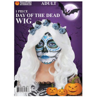 Day of the Dead Long White Hair  Wig