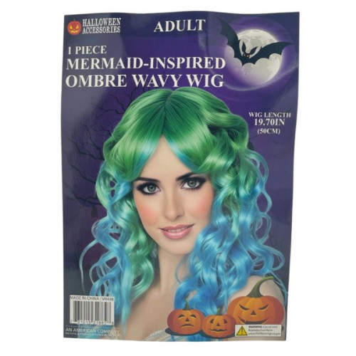 Mermaid-Inspired Green and Blue Ombre Wavy Wig Mermaid-Inspired Green and Blue Ombre Wavy Wig