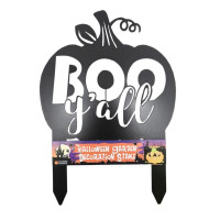Boo Y'all Glow in the Dark Metal Yard Stake Halloween Decorative Outdoor Sign in Assorted Colors