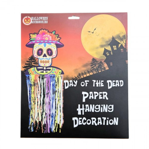 Colorful Day of the Dead Sugar Skull with Hanging Tassel Honeycomb Paper Decoration Colorful Day of the Dead Sugar Skull with Hanging Tassel Honeycomb Paper Decoration