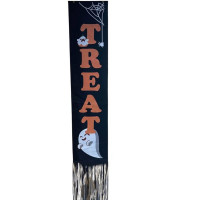 Halloween or Treat Hanging Door Flag Banner Decor Sign with Ghost Design