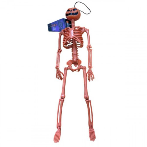 Poseable Orange Pumpkin Head Skeleton Hanging Halloween Decor Prop Poseable Orange Pumpkin Head Skeleton Hanging Halloween Decor Prop
