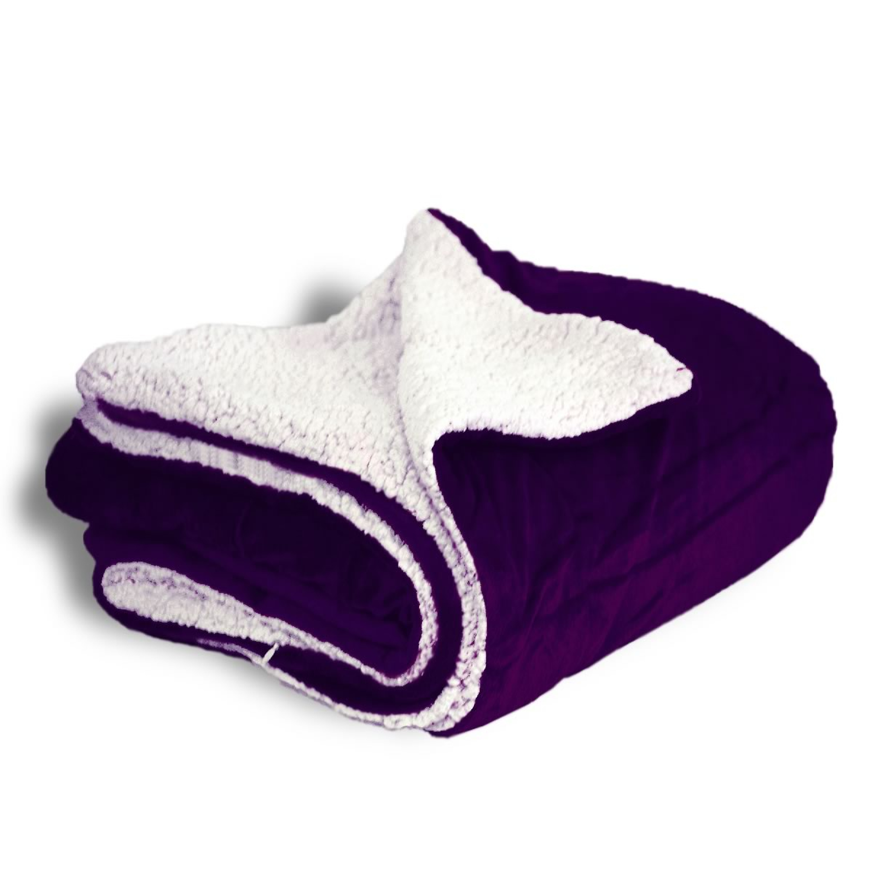 Faux Micro Mink Sherpa Throw Blanket in Plum Measures 50" x 60"