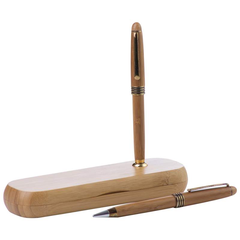 Alex Navarre Durable Bamboo Ballpoint Pen and Pencil Set