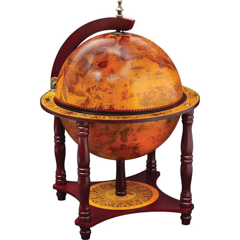 Kassel 13" Diameter Globe with 57pc Chess and Checkers Set