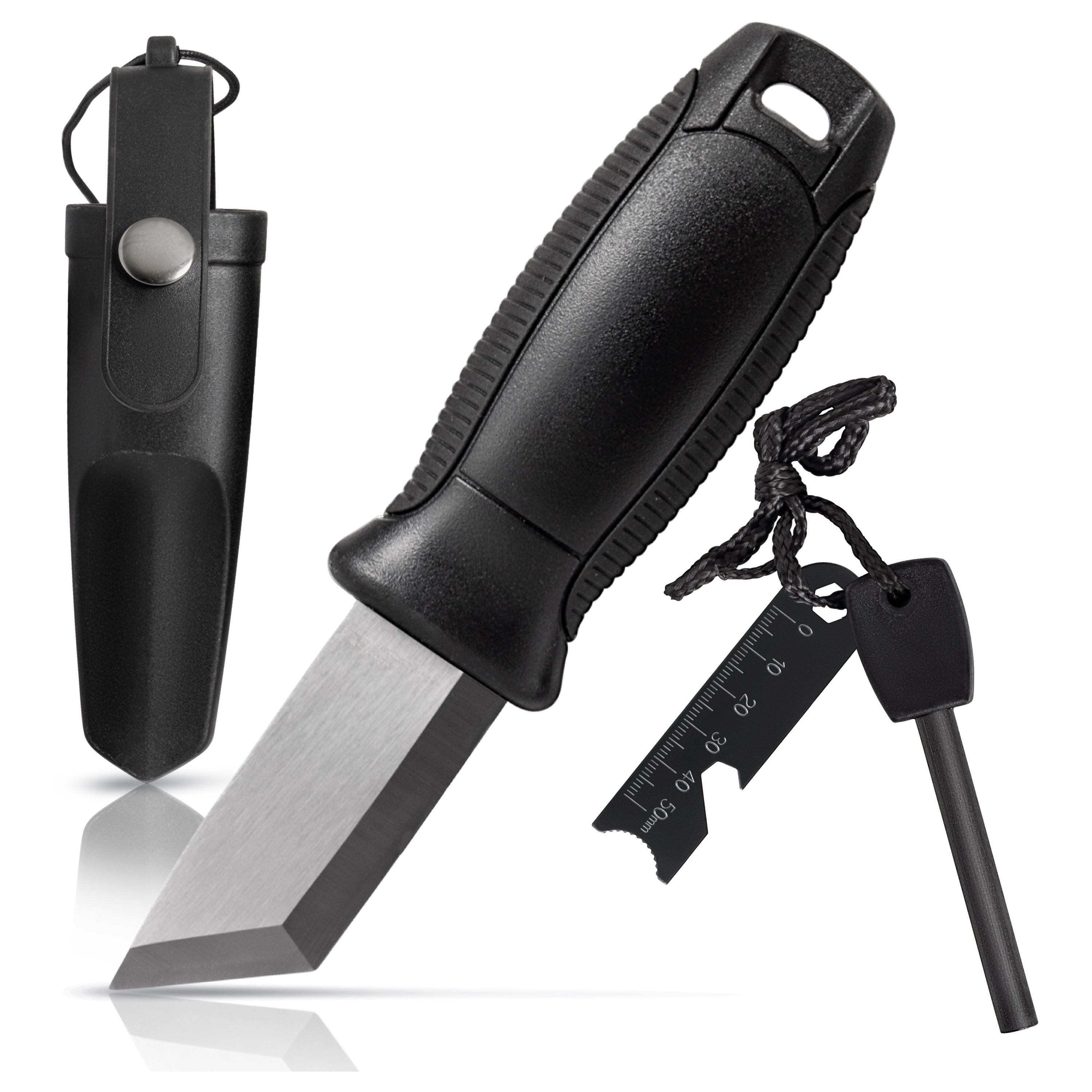 Stainless Steel Mini-Survival Knife with Fire Starter and Sheath