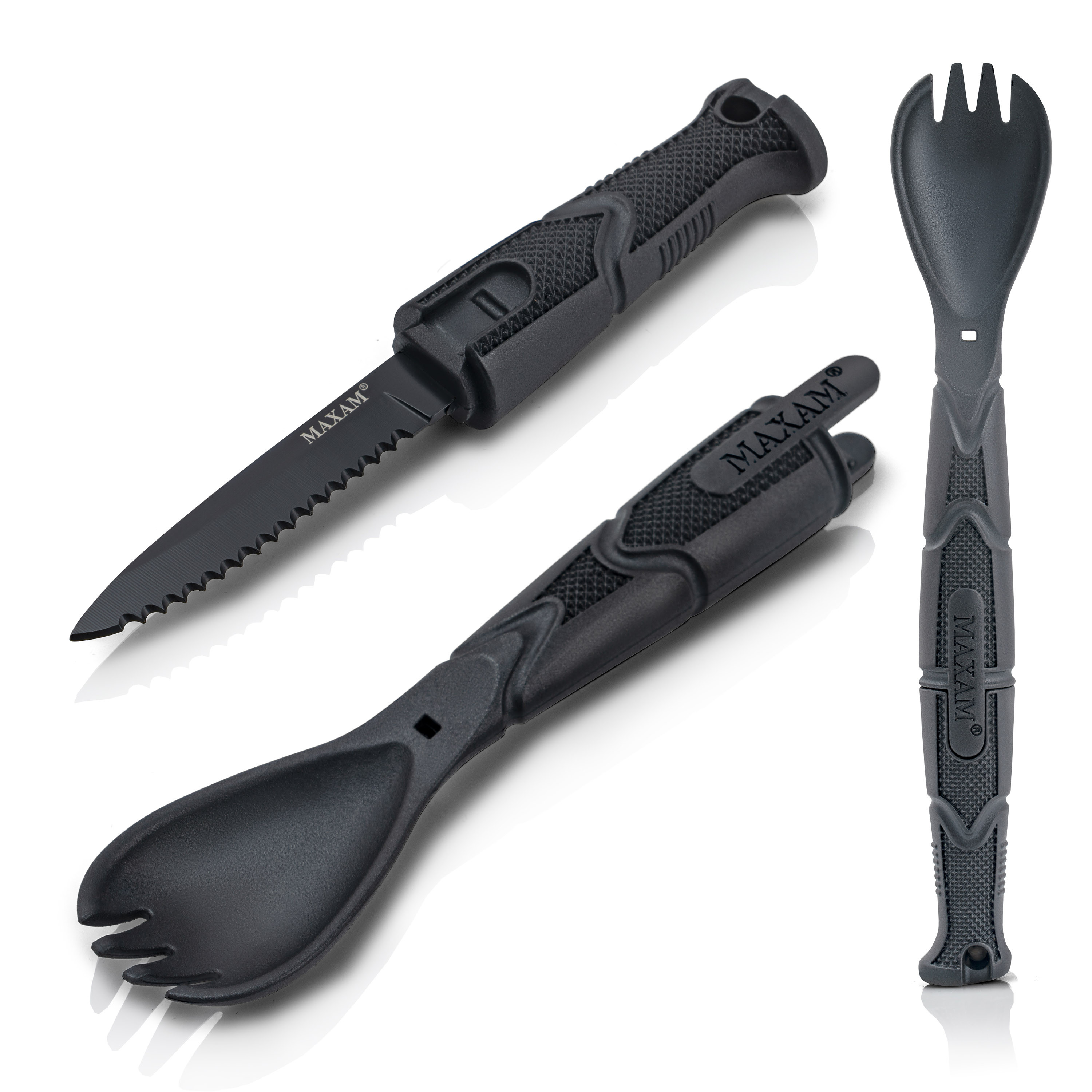 Tactical Spork, Spoon Fork Knife Combo with Stainless Steel Blade