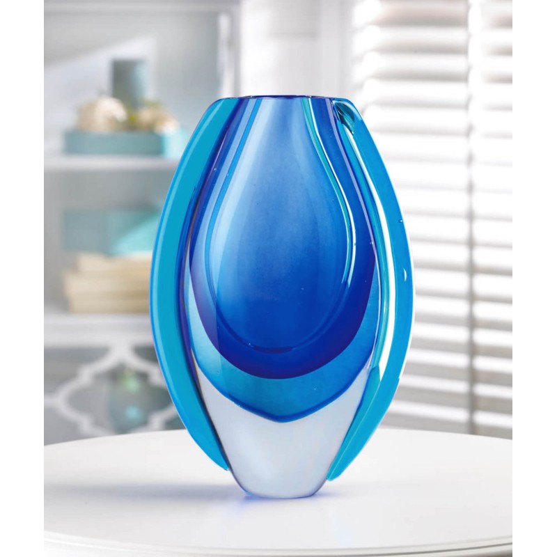 blue artistic glass vase